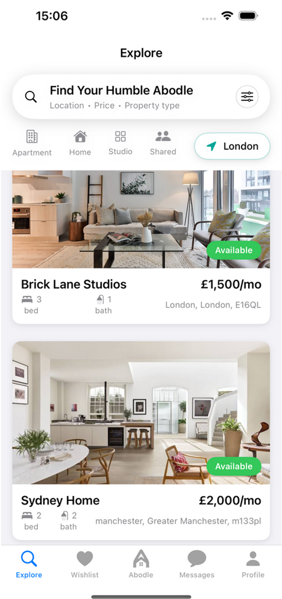 Tenants browse and apply for properties on Abodle