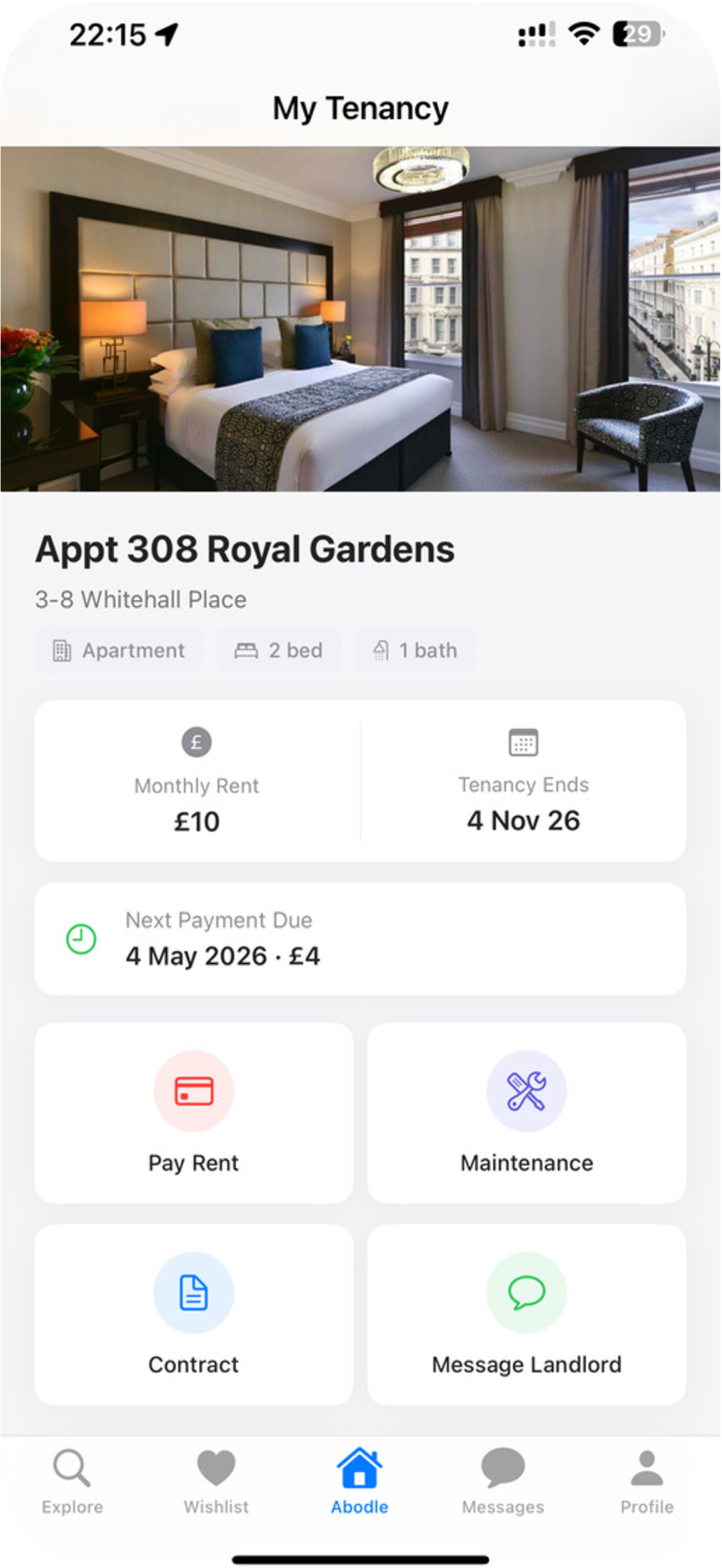 Landlord dashboard on Abodle