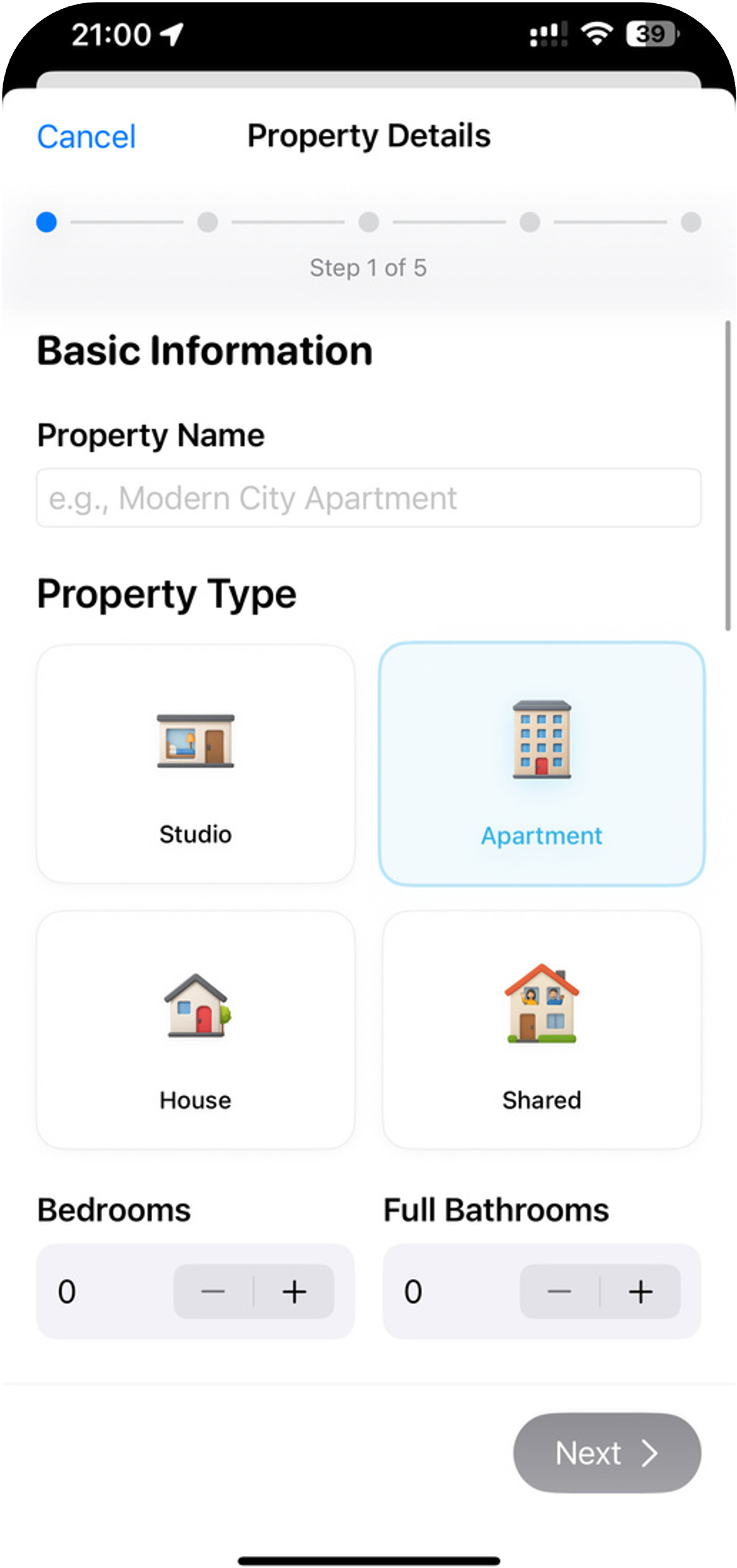 Landlord adds a property to the Abodle marketplace